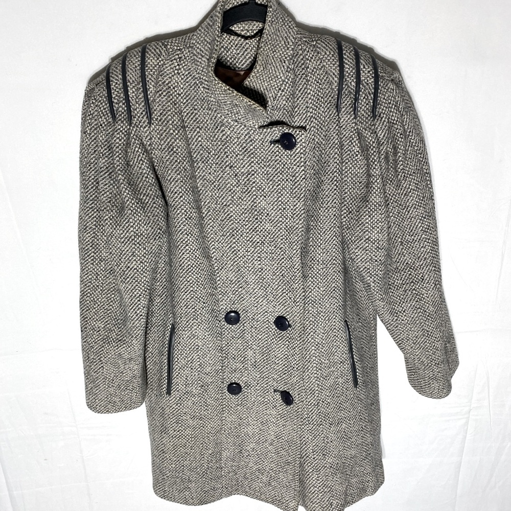 Vintage Collection Elegante Wool Power Coat Overcoat W Structured Shoulders 6